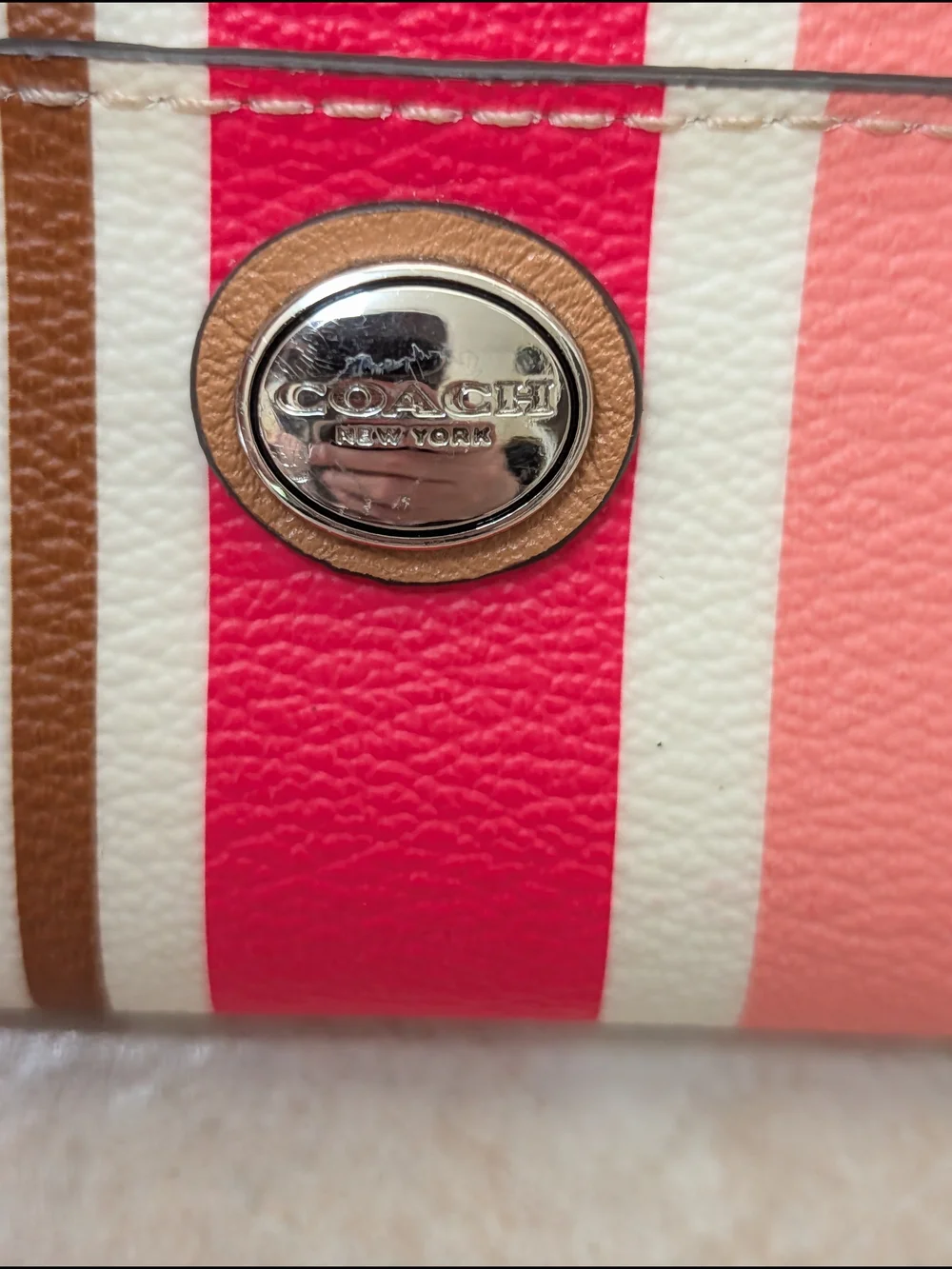 Coach Peyton Multi Stripe ID Card Case GUC